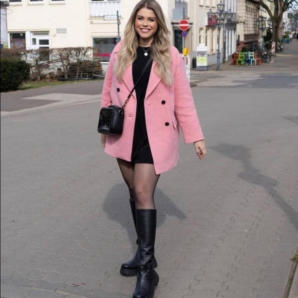 ZARA Oversized Double-Breasted Pink Coat BNWT - Picture 1 of 7